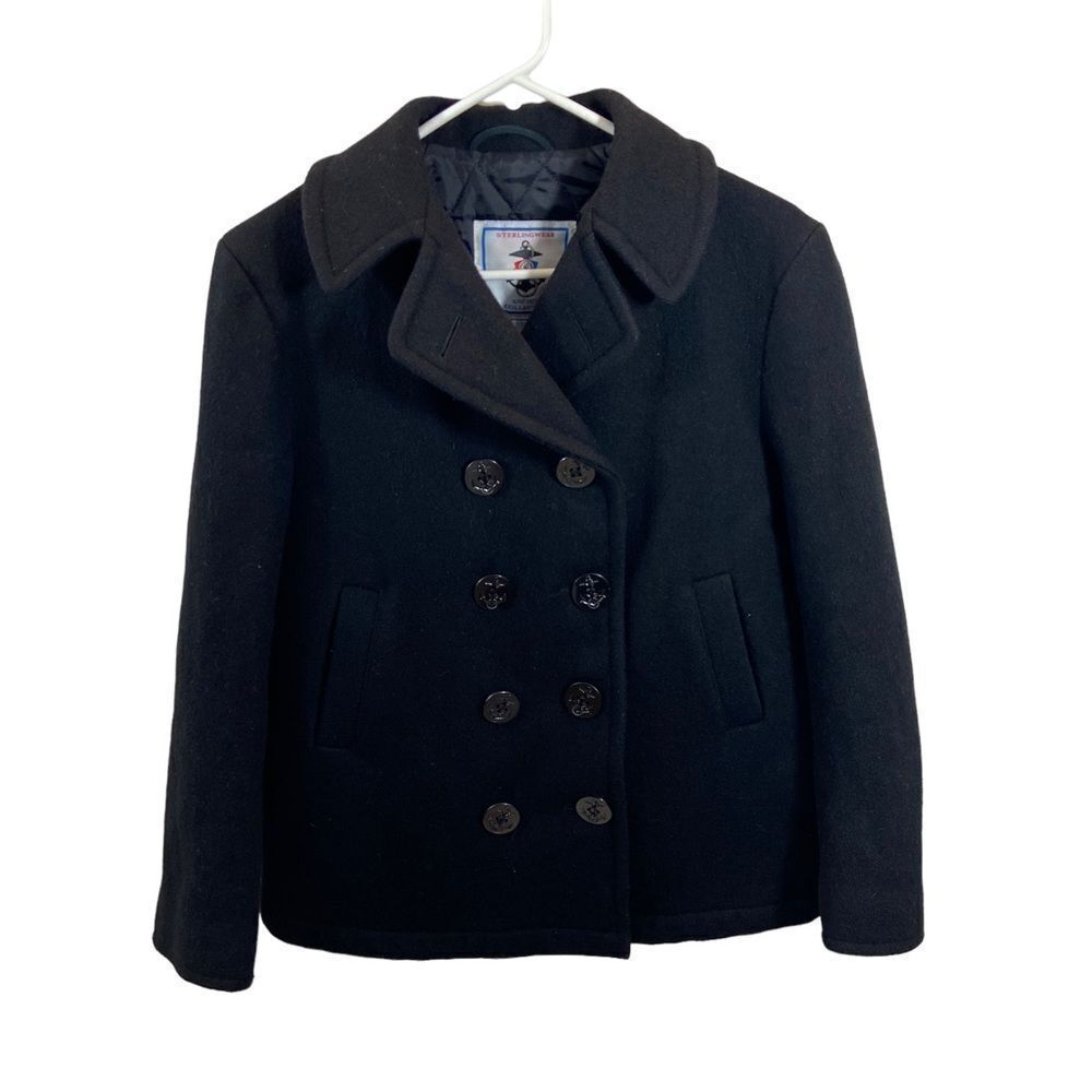 Sterling Wear Anchor Collection Ladies Classic Black Pea Coat‎ Size Medium